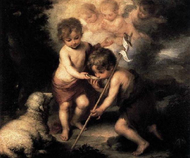 MURILLO, Bartolome Esteban Infant Christ Offering a Drink of Water to St John France oil painting art